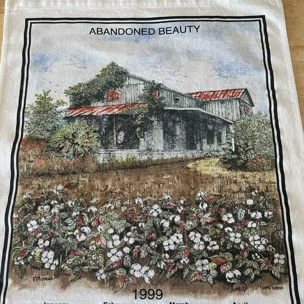 Vintage 1993 1994 1999 Tea Towel Calenders Cotton Field Farm House Nostalgia EUC